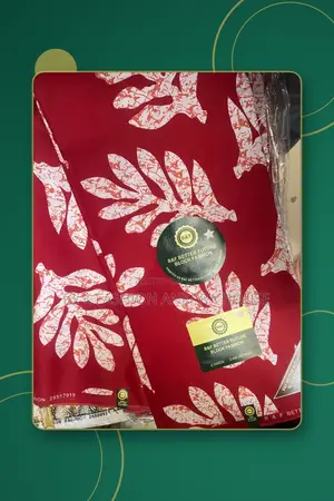 F Better Future Block Fashion Ankara, 6 Yards (Red & White Leaf)
