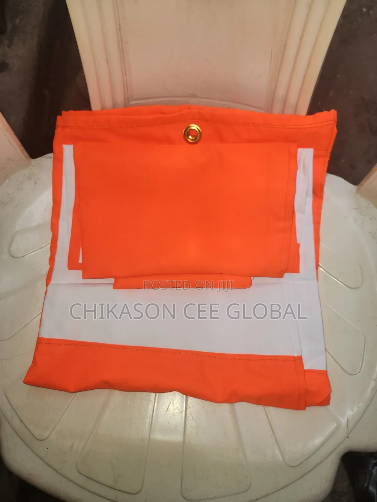 22" X 65" Orange and White Wind Sock