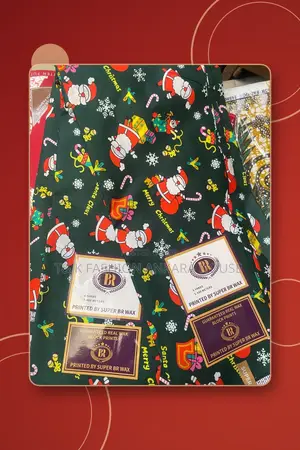 Super BR Wax Christmas Print Ankara, 6 Yards (Santa & Candy Canes)