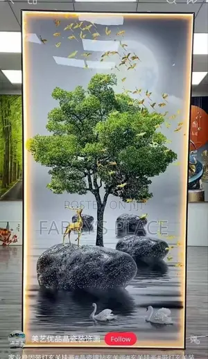 Luxury Acrylic Wall Frame With Light and Crystal Stone Details
