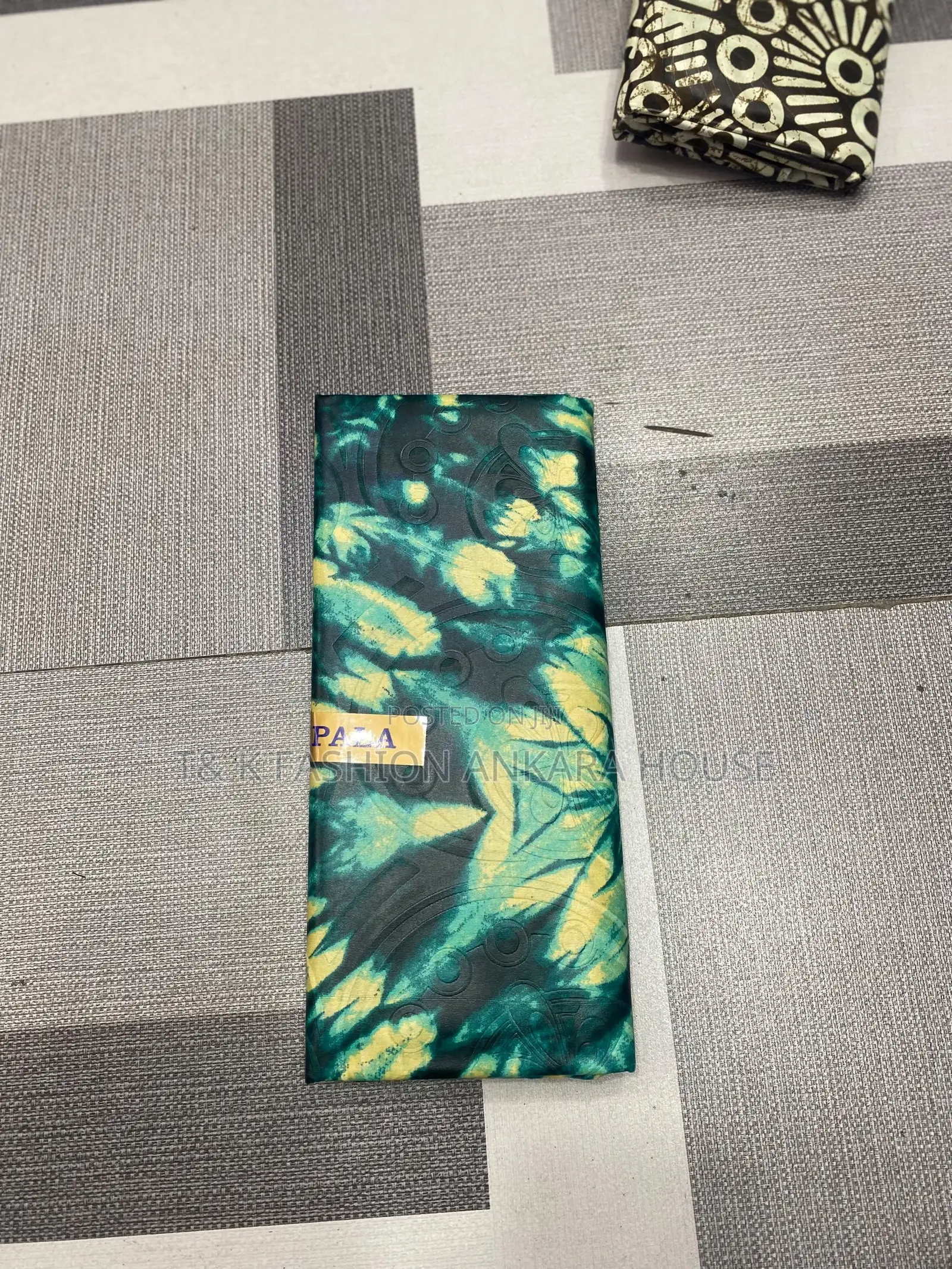 Teal & Yellow Tie-Dye Printed Fabric, [5] Yards