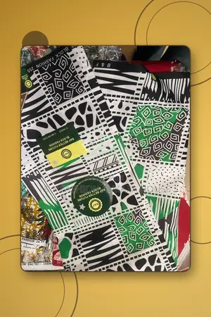 B&F Better Future Block Fashion Ankara, 6 Yards (Black, White & Green)