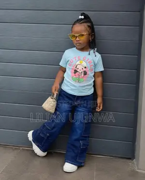 Girls Cute Girls T-Shirt and Blue Cargo Jean - 5/6Years