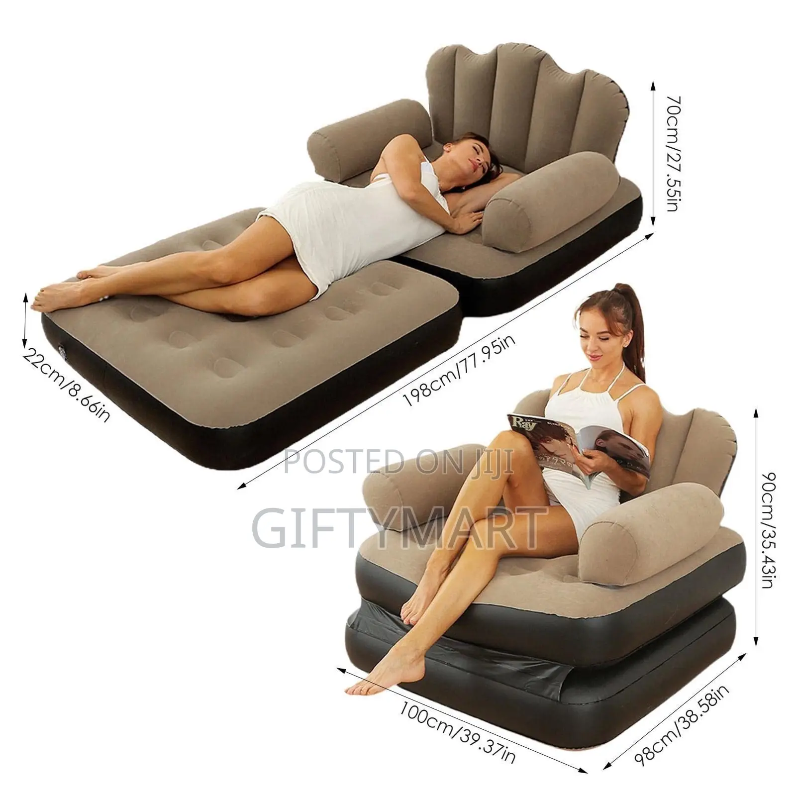 Inflatable 2 in 1 Sofa Chair and Bed for Relaxation