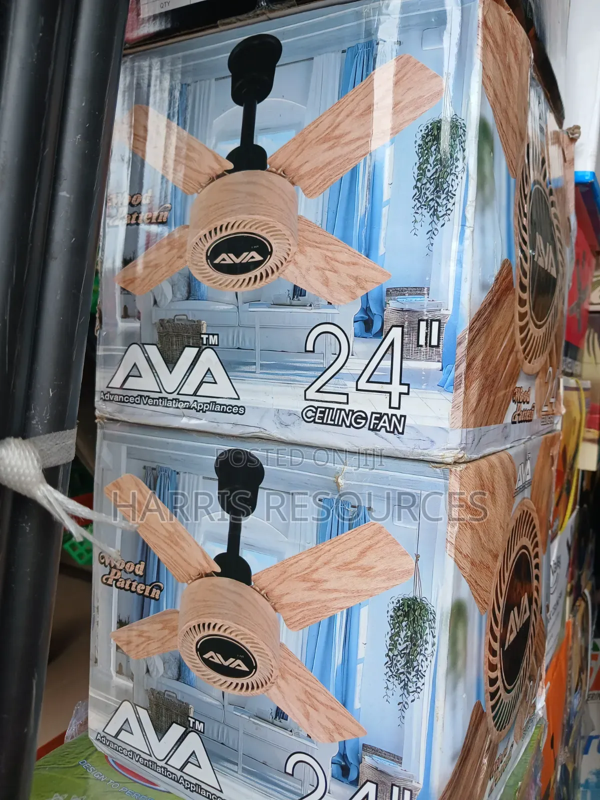 AVA 24" Wood Pattern Short Blades Ceiling Fan.