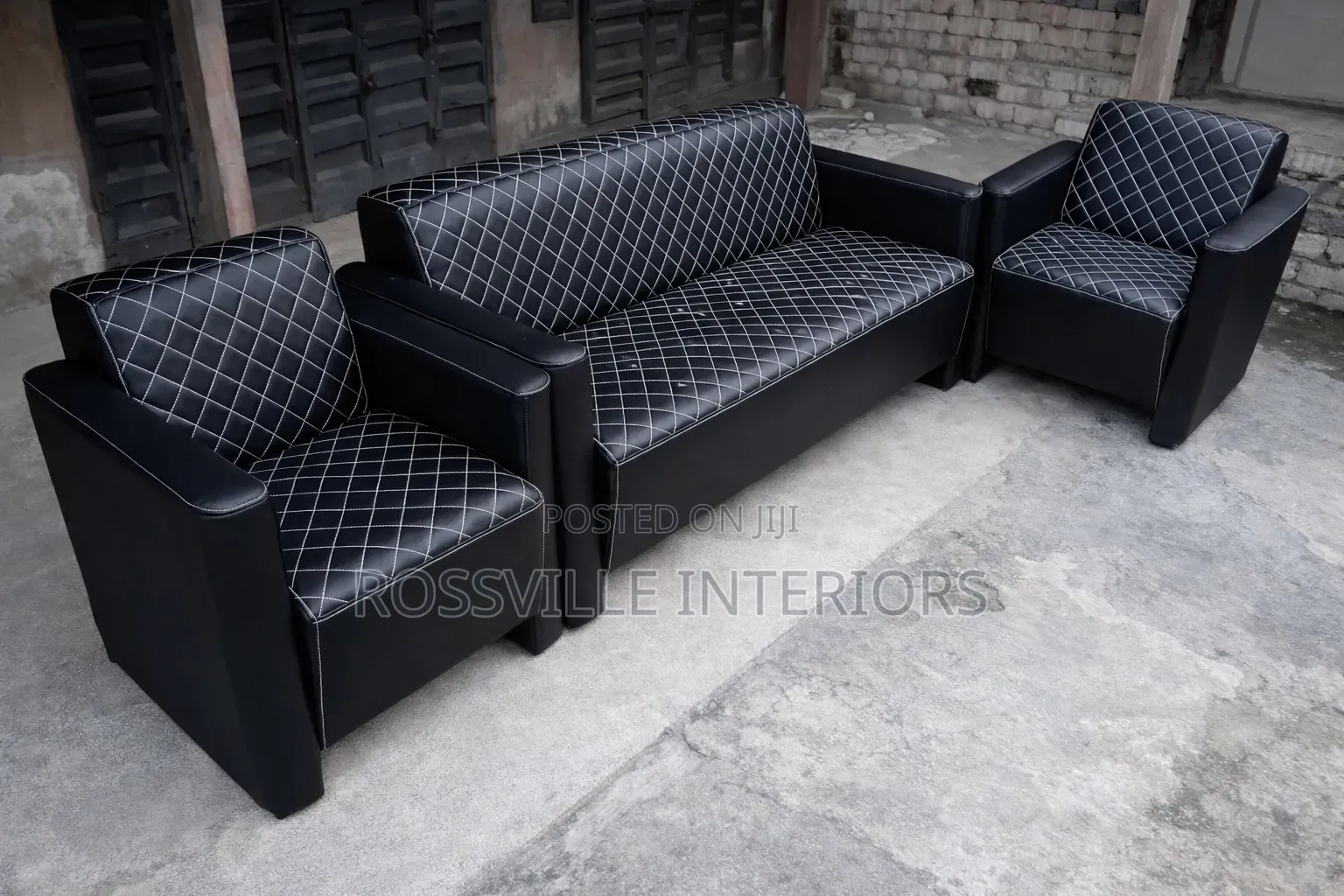 Affordable Black Sofa Set for Living Room