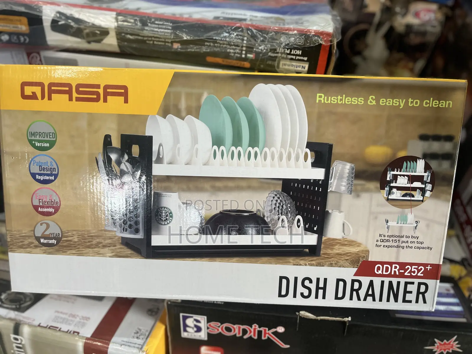 Qasa 2-Tier Rustless Plastic Dish Drainer and Plate Rack (QDR-252+)