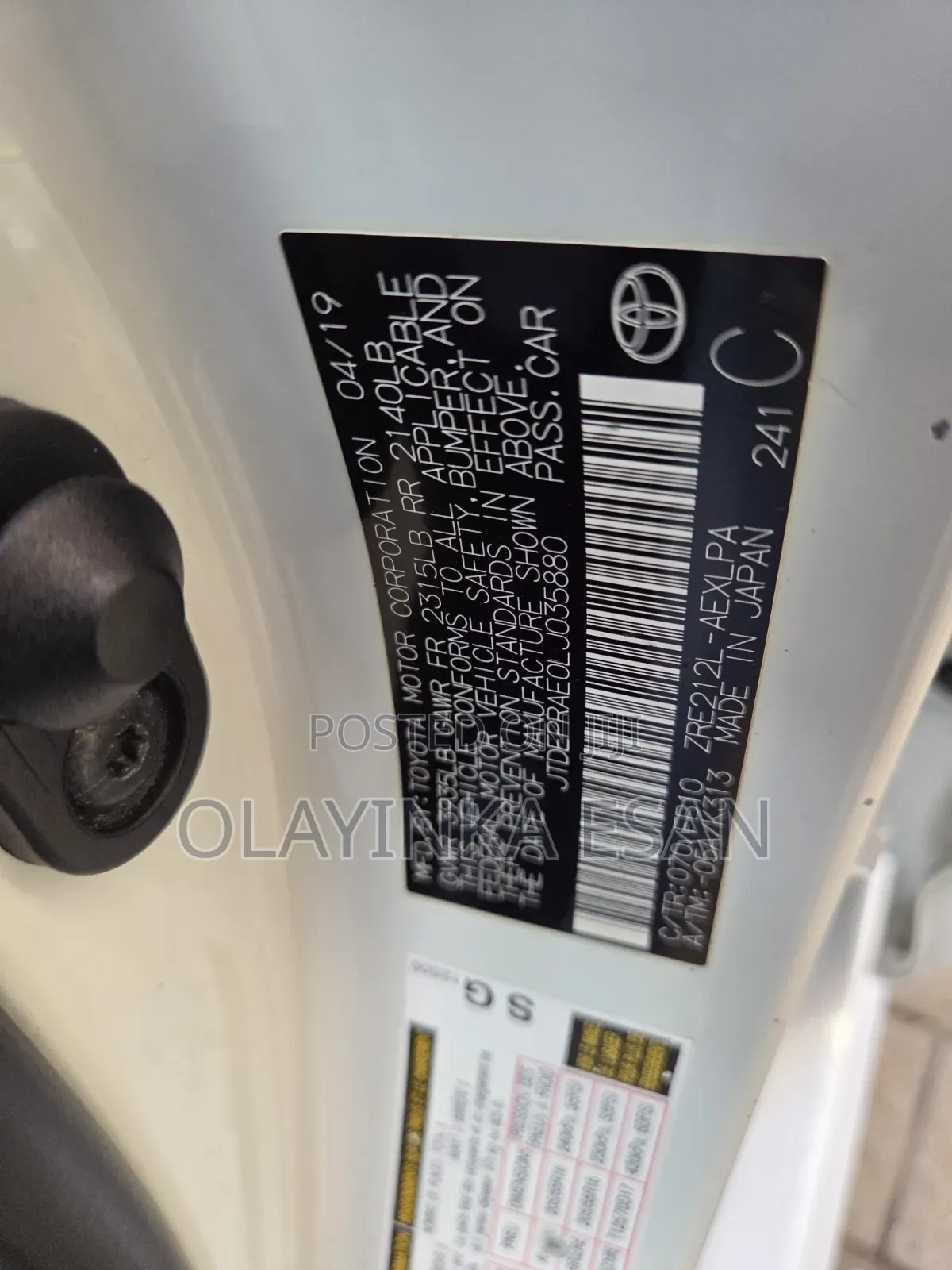 Toyota Corolla LE 2020 White