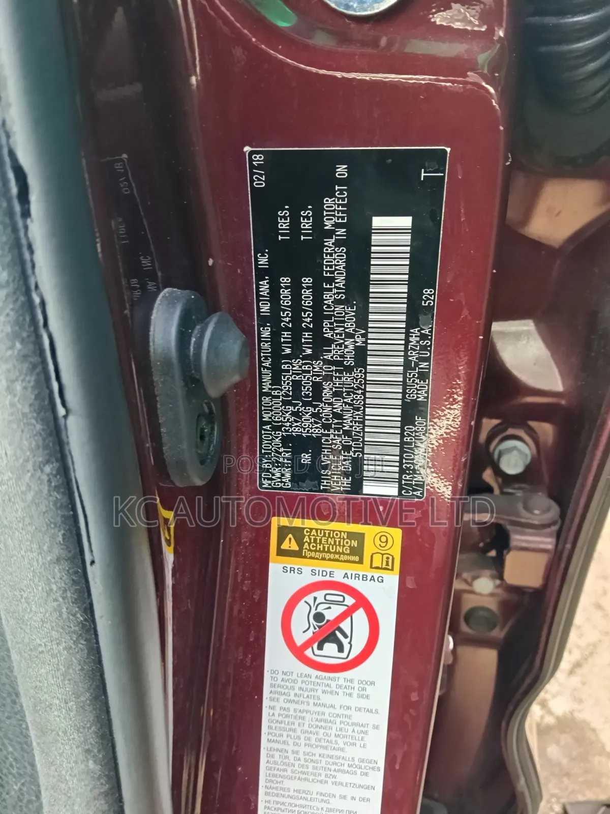 Toyota Highlander 2018 Maroon