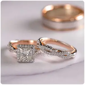Huitan Princess Cut Cubic Zriconia Wedding Ring Set