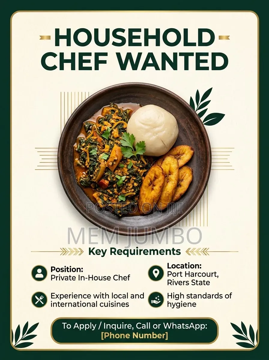 Live-in Chef Wanted