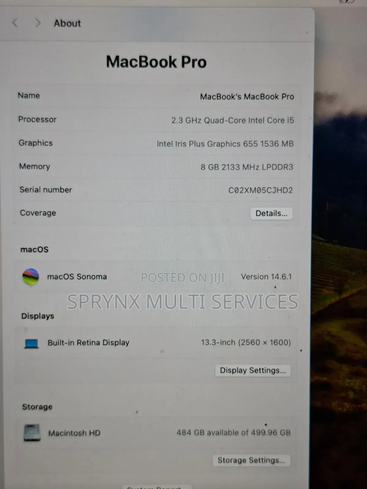 Laptop Apple MacBook Pro 8GB Intel Core i5 HDD 500GB