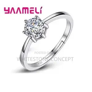 Resizable Silver 925 Austrian Wedding/Engagement Ring