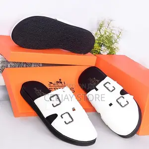 Hermès Dual-Strap Leather Slide Sandals