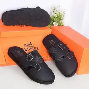 Hermès Dual-Strap Leather Slide Sandals