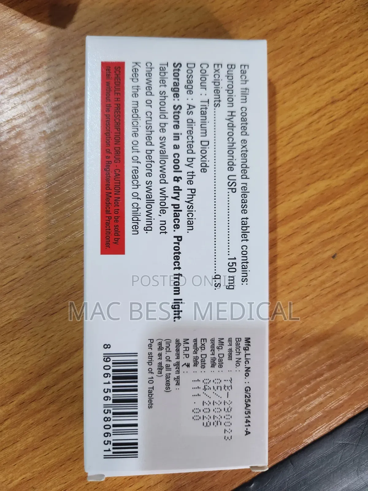 Bupropion Hydrochloride 150mg
