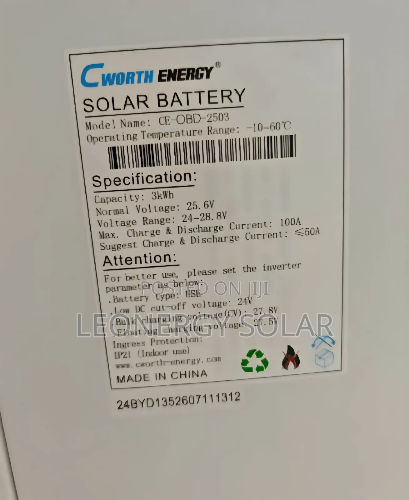 Cworth 3kwh 24v Lithium Battery