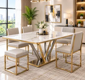 4 Sets Dining Table and 2 Stoods