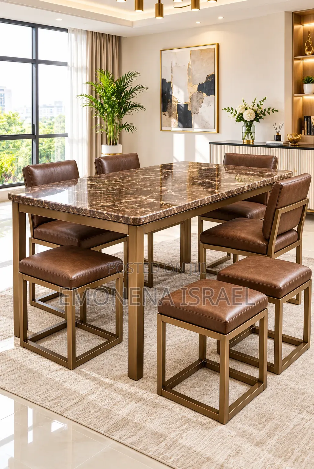 4 Sets Dining Table and 2 Stoods