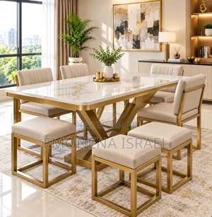 4 Sets Dining Table and 2 Stoods