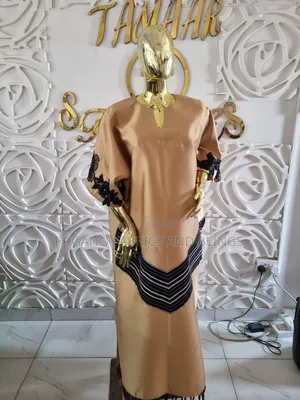 Brown Boubou Kaftan Gown With Asooke Attach