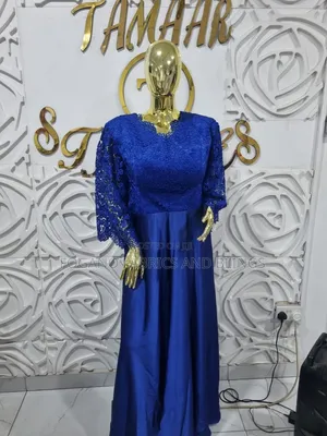 Blue Gown With Lace Bodice