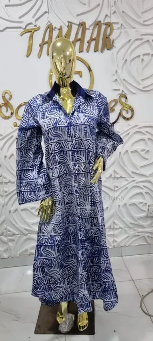Blue Adire Shirt Dress