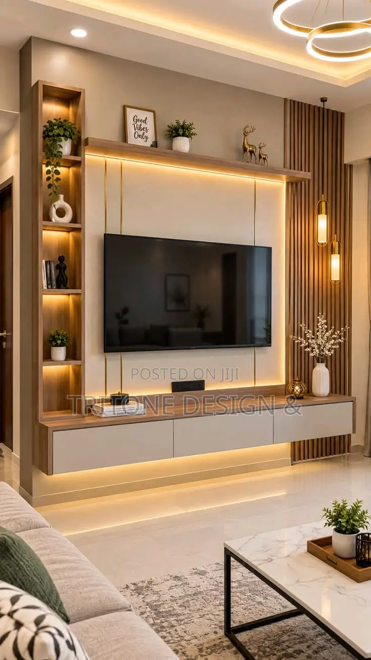 Luxury TV Wall Unit Design, 3D Visualization & Custom Installation