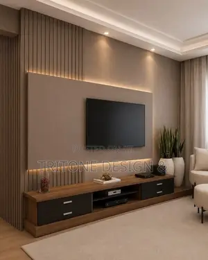 Luxury TV Wall Unit Design, 3D Visualization & Custom Installation