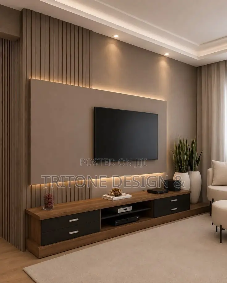 Luxury TV Wall Unit Design, 3D Visualization & Custom Installation