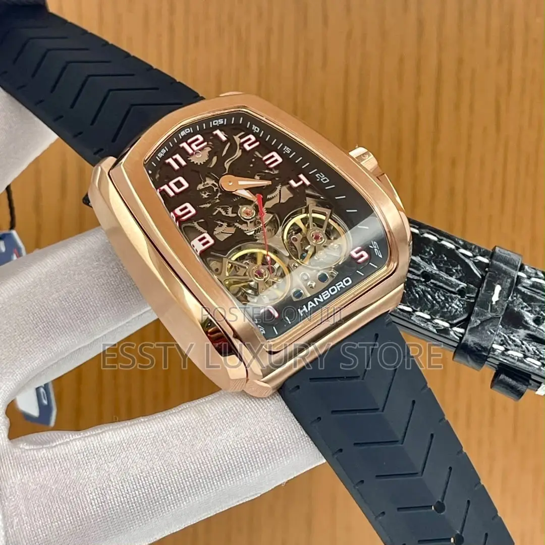 Automatic Hanboro Leather/Rubber Strap Watch Comes With Extra Strap
