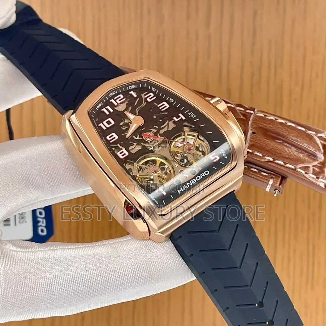 Automatic Hanboro Leather/Rubber Strap Watch Comes With Extra Strap