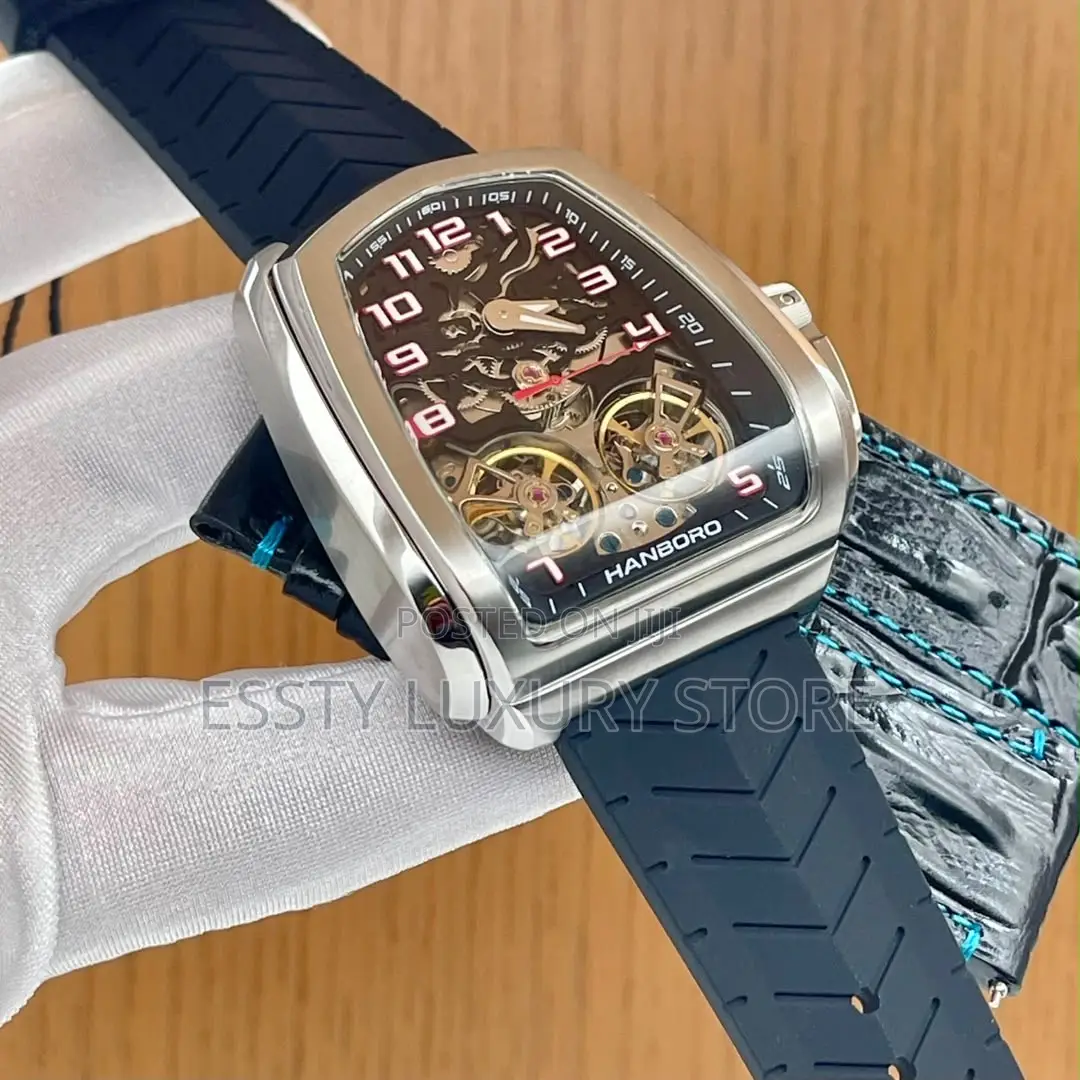 Automatic Hanboro Leather/Rubber Strap Watch Comes With Extra Strap