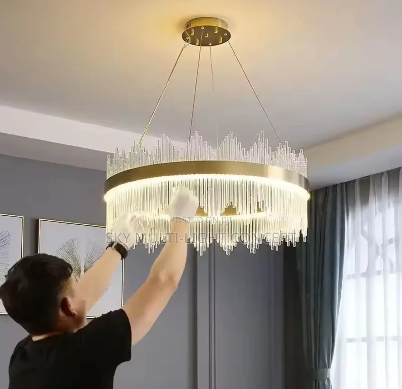 Modern Led Crystal Chandeliers Round Luxury