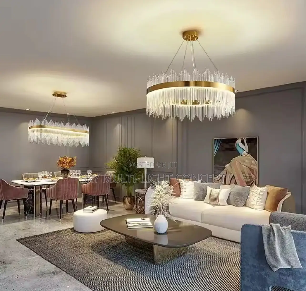 Modern Led Crystal Chandeliers Round Luxury