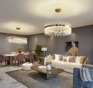 Modern Led Crystal Chandeliers Round Luxury