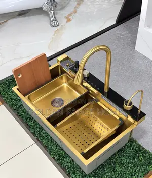 High-Quality Gold Kitchen Sink Combined With Digital Mixer Tap