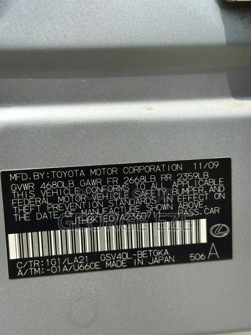 Lexus ES 350 2010 Silver