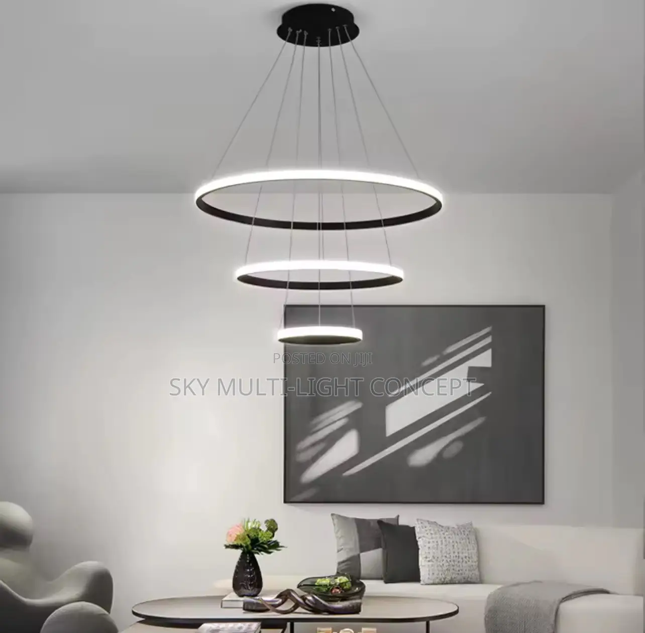 Modern Pendant Lamp Led Rings Circle Ceiling Hanging Chandelier