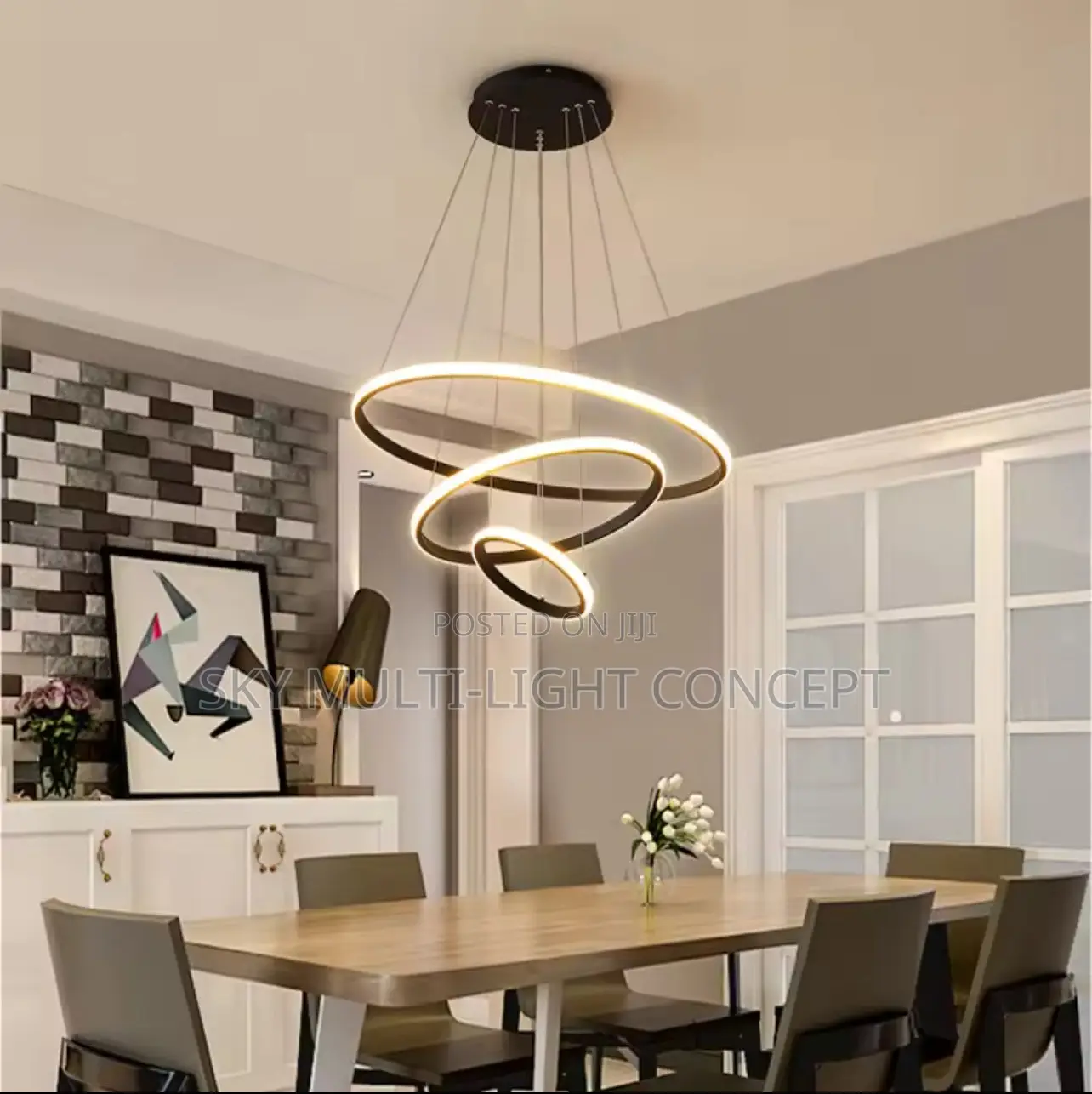 Modern Pendant Lamp Led Rings Circle Ceiling Hanging Chandelier
