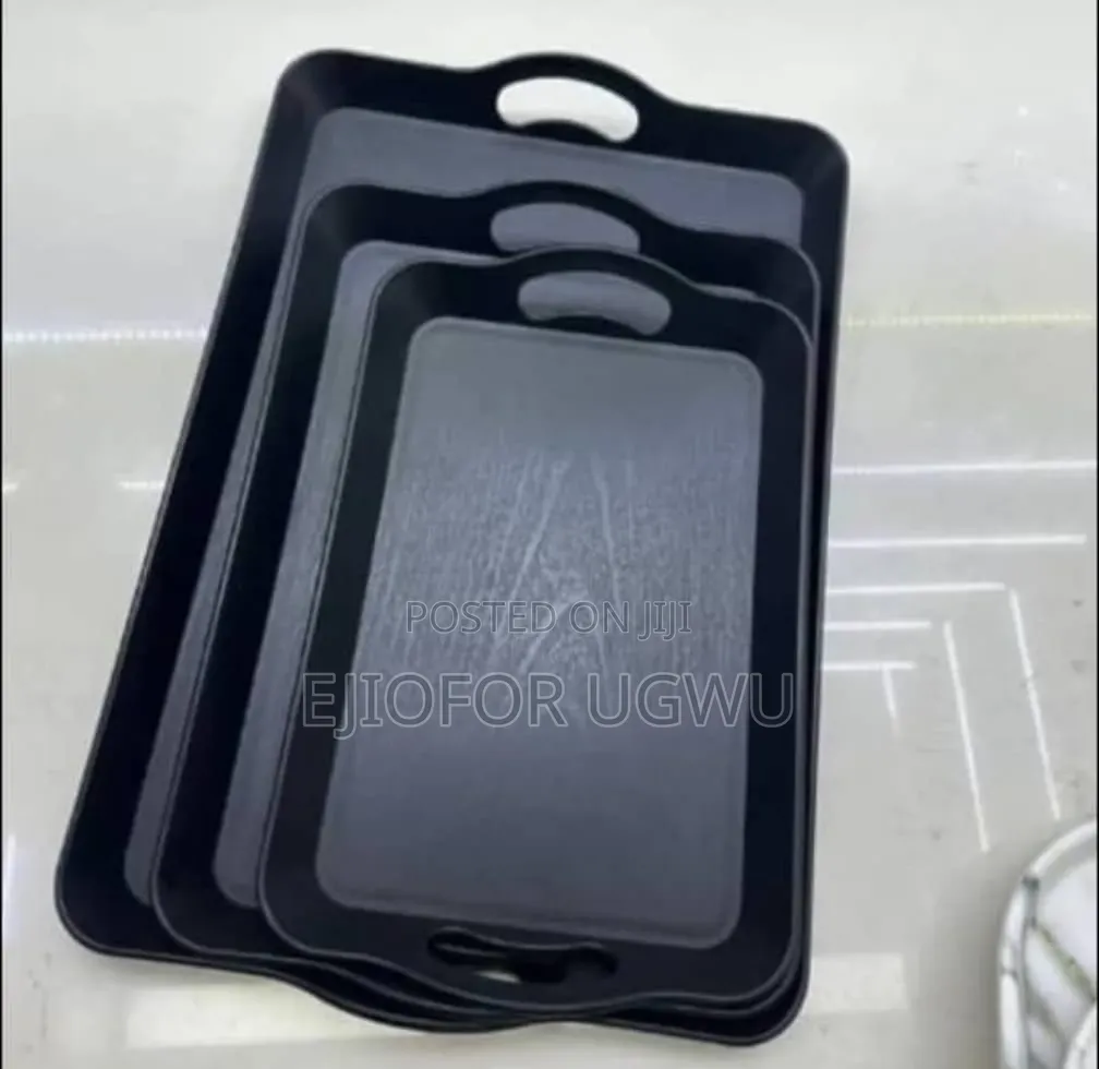 3 Set of Plastic Tray Black