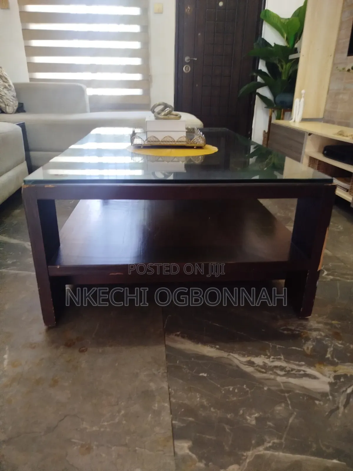 Solid Wood Centre Table With Solid Glass