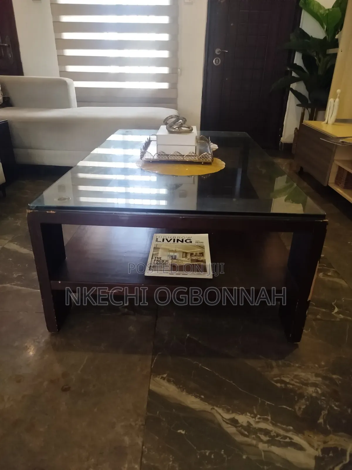 Solid Wood Centre Table With Solid Glass