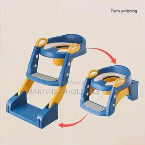 2-in-1 Foldable Toilet Potty Training Seat With Step Stool Ladder (Blu