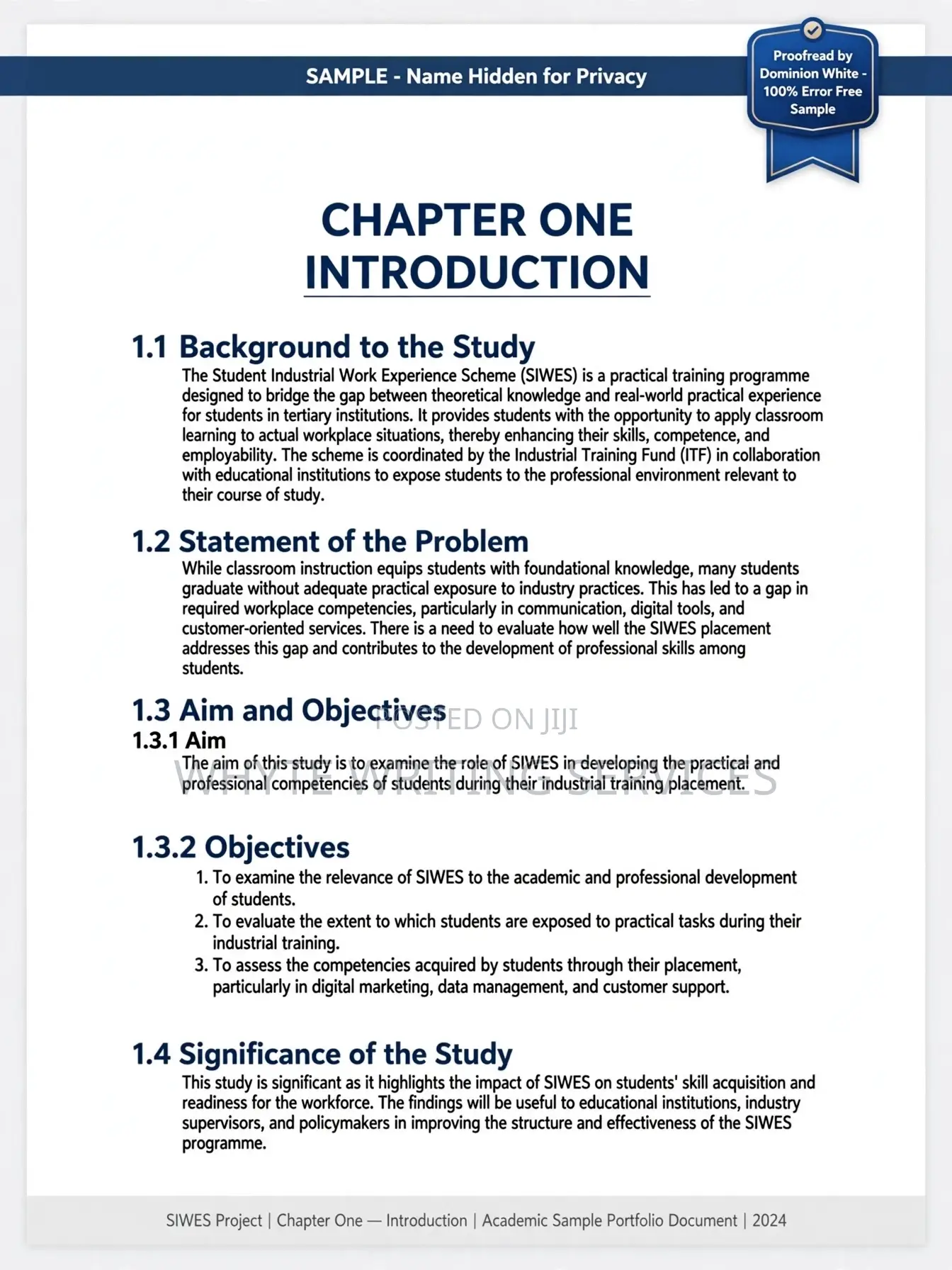 Project & SIWES Proofreading & Typing -