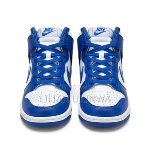 Kids Nike Dunk High Sneakers Size 35 - Blue/White - With Extra Lace