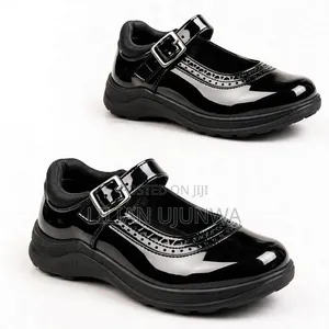 Girls Black Patent School Shoes Hi Way - Sizes 25 & 32 - Buckle