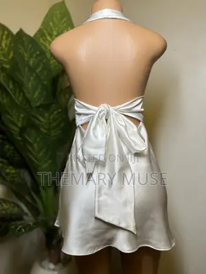 The Ivory Dream: Luxury Silk-Satin Halter Mini Dress
