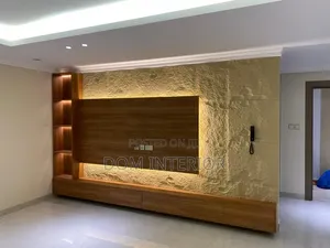 TV Console Made of Modern PU Rock/Stone Panel