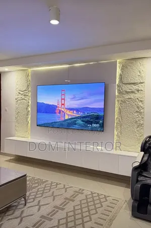 TV Console Made of Modern PU Rock/Stone Panel